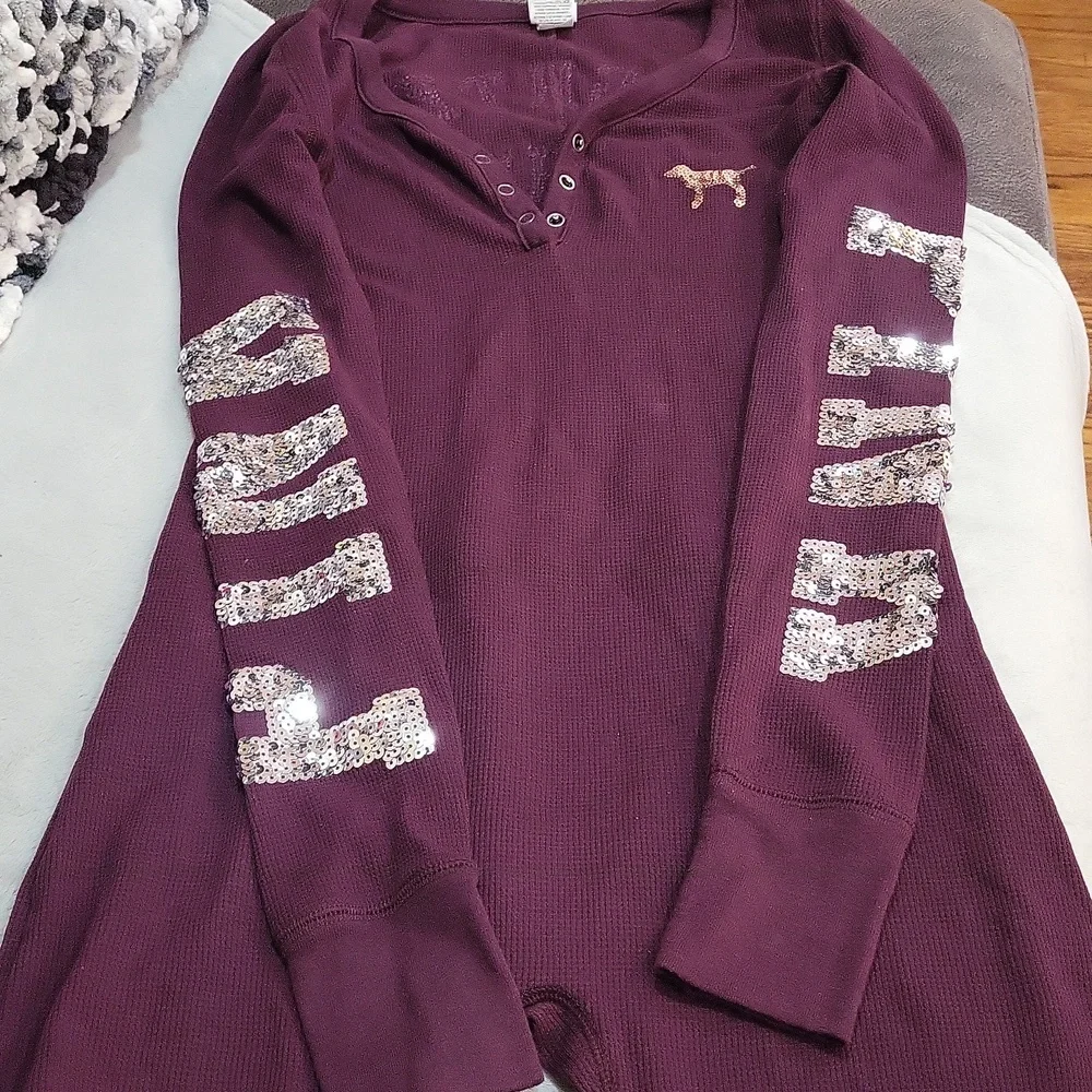 PINK Victoria's Secret Burgundy Pajama Onesie - Picture 7 of 14